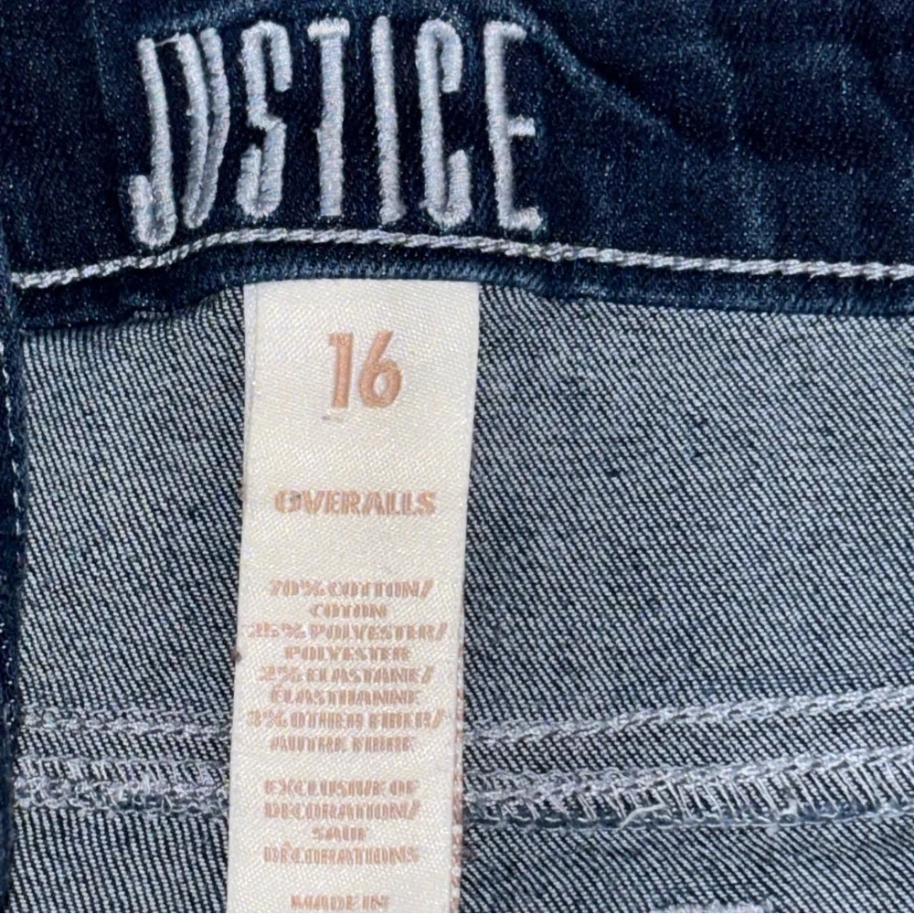 Justice Overalls Denim Sequin Embellished Cuffed Skinny‎ Jean Girls Size 16